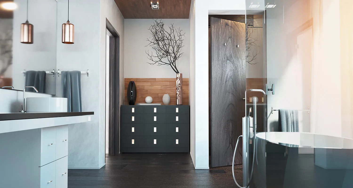 Modernes Bad mit bodengleicher Dusche von Pollich